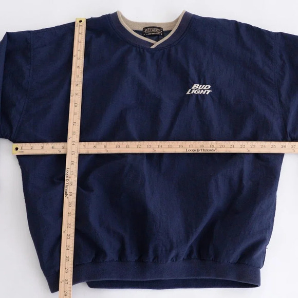VTG Willwerth Bud Light Embroidered Nylon PGA Tour Navy Pullover Windbreaker XL - Picture 3 of 9